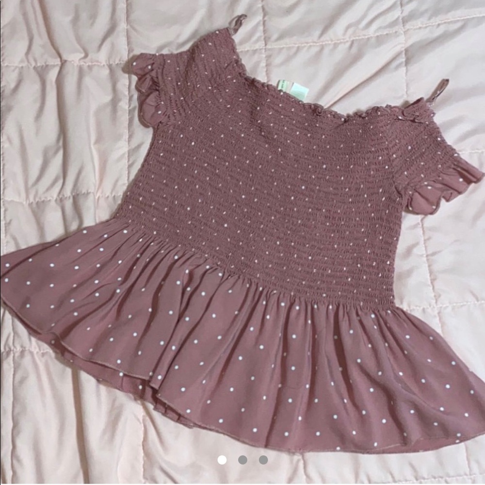 japna off shoulder smocked peplum top